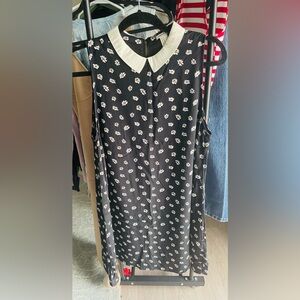 Floral Sleeveless Black Dress zipper in back